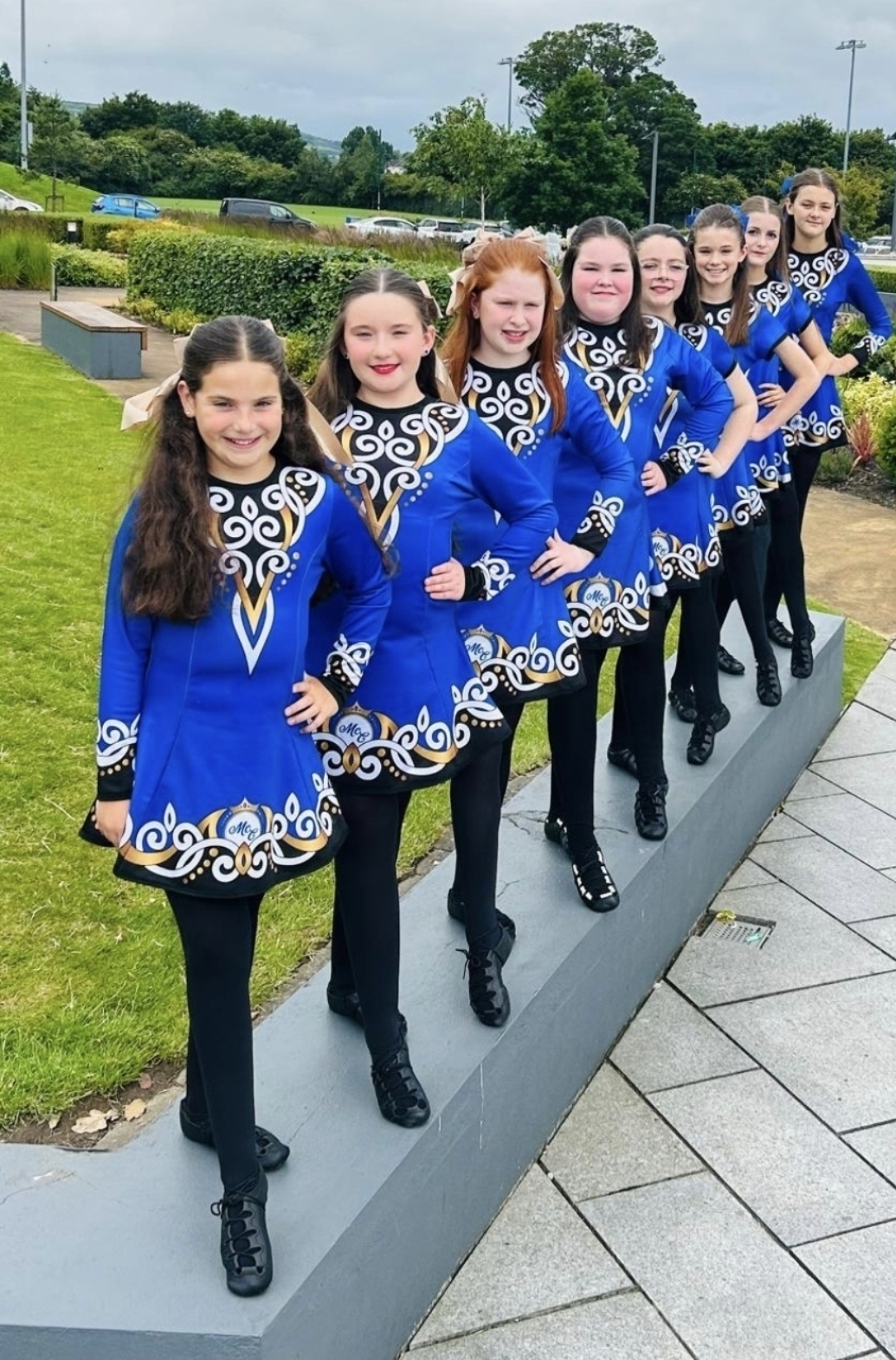 McCartney Irish Dance team in royal blue dresses
